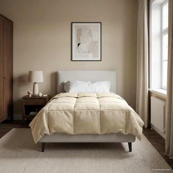 ARDEBO.de - Ganzjahresbettdecke 155 x 220 cm 4 Jahreszeiten Creme