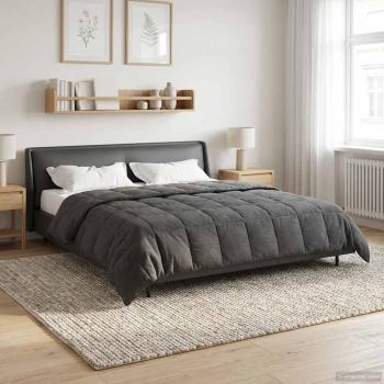 ARDEBO.de - Ganzjahresbettdecke Gepolstert Anthrazit 220 x 260 cm