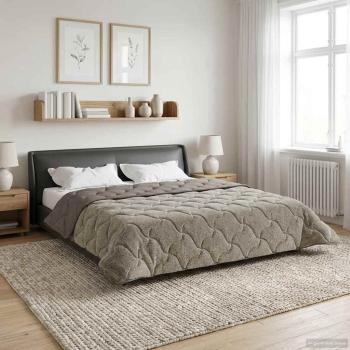 ARDEBO.de - Ganzjahresbettdecke Gepolstert Hellgrau 200 x 220 cm