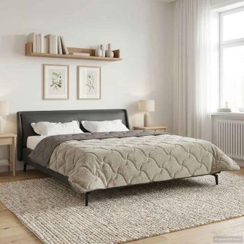 ARDEBO.de - Ganzjahresbettdecke Gepolstert Hellgrau 220 x 260 cm