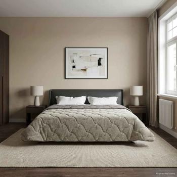 ARDEBO.de - Ganzjahresbettdecke Gepolstert Hellgrau 240 x 260 cm