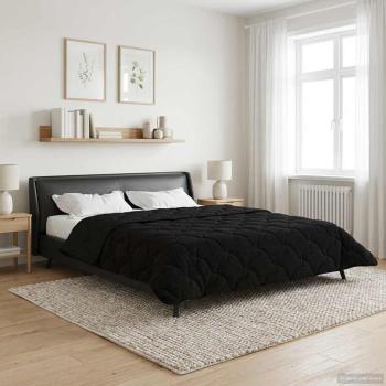 ARDEBO.de - Ganzjahresbettdecke Gepolstert Schwarz 240 x 260 cm
