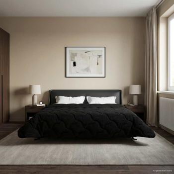 Ganzjahresbettdecke Gepolstert Schwarz 240 x 260 cm