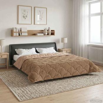 ARDEBO.de - Ganzjahresbettdecke 200 x 240 cm Keine Taupe Atmungsaktiv