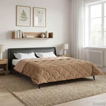 Ganzjahresbettdecke 200 x 220 cm Keine Taupe Atmungsaktiv