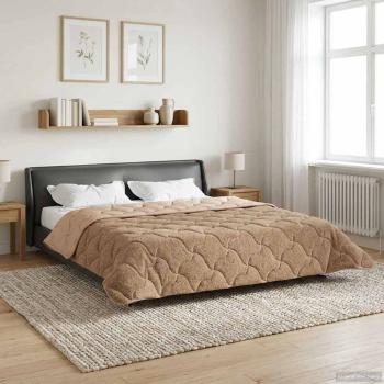 ARDEBO.de - Ganzjahresbettdecke 220 x 240 cm Keine Taupe Atmungsaktiv