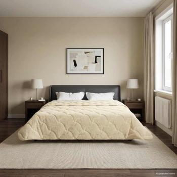 ARDEBO.de - Ganzjahresbettdecke Gepolstert Creme 220 x 260 cm