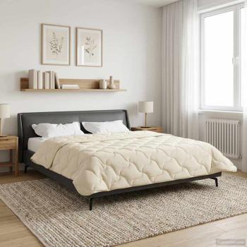 Ganzjahresbettdecke Gepolstert Creme 220 x 260 cm