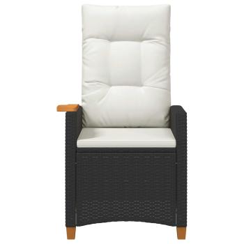 Liegestuhl mit Teeteller Schwarz und Cremeweiß Poly-Rattan