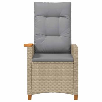 Liegestuhl mit Teeteller Beige und Hellgrau Poly-Rattan