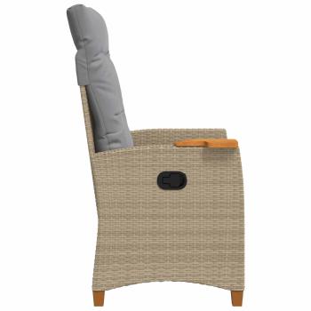 Liegestuhl mit Teeteller Beige und Hellgrau Poly-Rattan