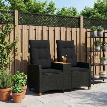 ARDEBO.de - Liegebank mit Tisch 2 -Seater 126 x 65 x 112 cm Poly-Rattan