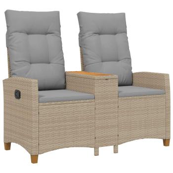 Liegebank mit Tisch 2 -Seater 126 x 65 x 112 cm Poly-Rattan