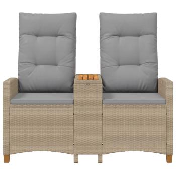 Liegebank mit Tisch 2 -Seater 126 x 65 x 112 cm Poly-Rattan