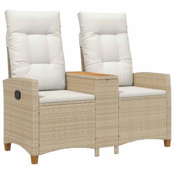 Liegebank mit Tisch 2 -Seater 126 x 65 x 112 cm Poly-Rattan