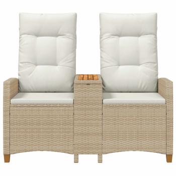 Liegebank mit Tisch 2 -Seater 126 x 65 x 112 cm Poly-Rattan
