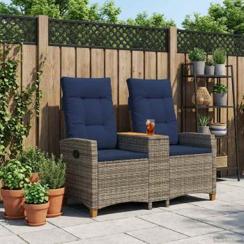 Liegebank mit Tisch 2 -Seater 126 x 65 x 112 cm Poly-Rattan