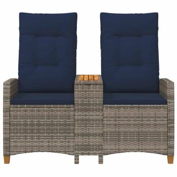 Liegebank mit Tisch 2 -Seater 126 x 65 x 112 cm Poly-Rattan