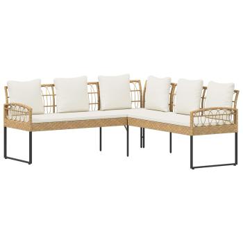 Gartensofa-set 2 stk. Natur Poly Rattan Stahl