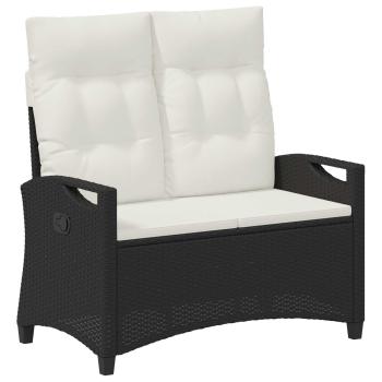 Gartenbank mit Kissen Schwarz und Creme 105 x 60 x 112 cm