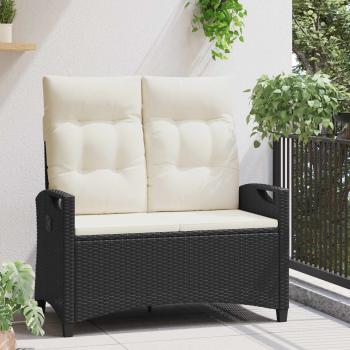 Gartenbank mit Kissen Schwarz und Creme 105 x 60 x 112 cm