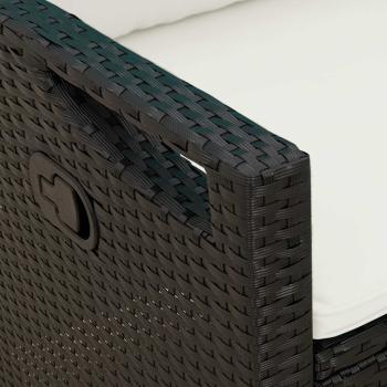 Gartenbank mit Kissen Schwarz und Creme 105 x 60 x 112 cm