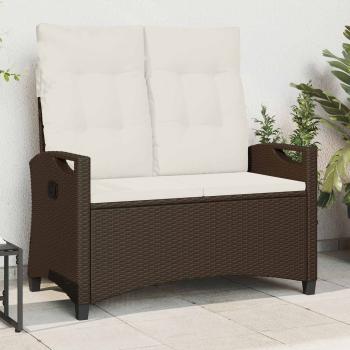 ARDEBO.de - Gartenbank mit Kissen Braun und Creme 105 x 60 x 112 cm
