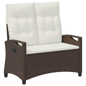 Gartenbank mit Kissen Braun und Creme 105 x 60 x 112 cm