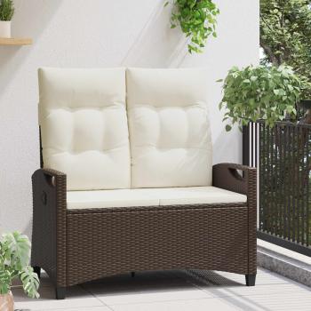 Gartenbank mit Kissen Braun und Creme 105 x 60 x 112 cm