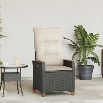 ARDEBO.de - Verstellbarer Gartenstuhl Schwarz und Creme 64 x 57,5 x 112 cm