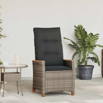 ARDEBO.de - Verstellbarer Gartenstuhl Grau und Dunkelgrau Poly-Rattan