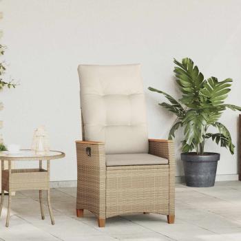 ARDEBO.de - Verstellbarer Gartenstuhl Beige und Creme 64 x 57,5 x 112 cm