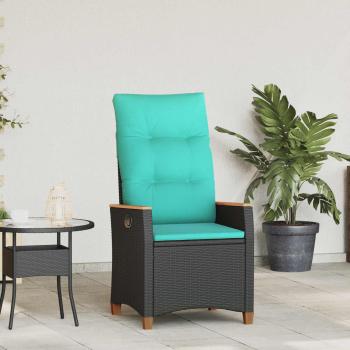 ARDEBO.de - Verstellbarer Gartenstuhl Schwarz und Türkis 64 x 57,5 x 112 cm