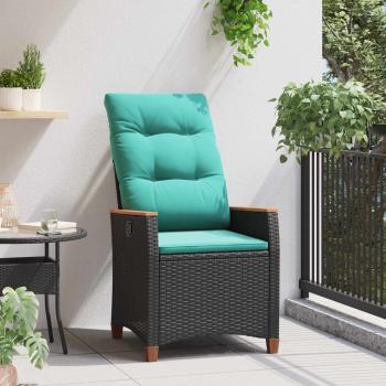 Verstellbarer Gartenstuhl Schwarz und Türkis 64 x 57,5 x 112 cm