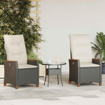 ARDEBO.de - Verstellbarer Gartenstuhl Schwarz und Creme 64 x 57,5 x 112 cm