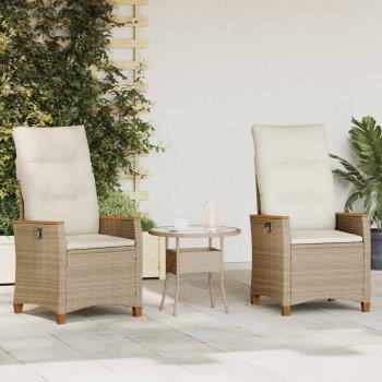 ARDEBO.de - Verstellbarer Gartenstuhl Beige und Creme 64 x 57,5 x 112 cm