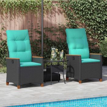 Verstellbarer Gartenstuhl Schwarz und Türkis 64 x 57,5 x 112 cm