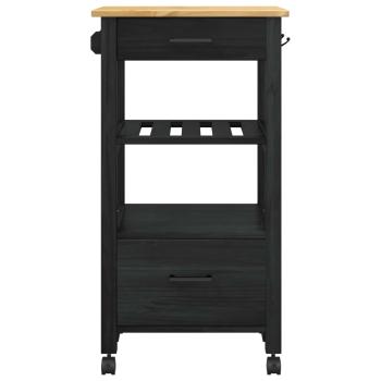 Küchentrolley MONZA Schwarz 48 x 40 x 88,5 cm Massivholz Kiefer