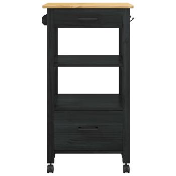 Küchentrolley MONZA Schwarz 48 x 40 x 88,5 cm Massivholz Kiefer