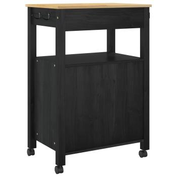 Küchentrolley MONZA Schwarz 60 x 40 x 88,5 cm Massivholz Kiefer