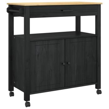 Küchentrolley MONZA Schwarz 84 x 40 x 88,5 cm Massivholz Kiefer