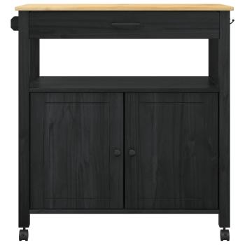 Küchentrolley MONZA Schwarz 84 x 40 x 88,5 cm Massivholz Kiefer