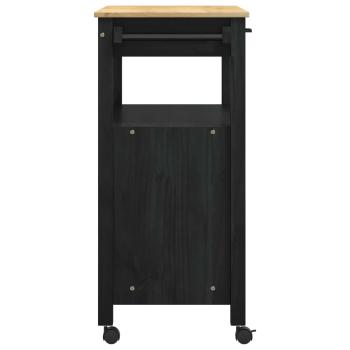 Küchentrolley MONZA Schwarz 84 x 40 x 88,5 cm Massivholz Kiefer