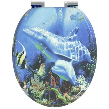 Soft-Close Toilettensitz Blau 44 x 38 cm MDF-Platte