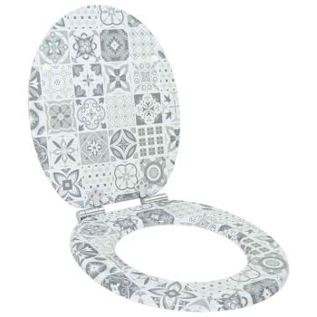 ARDEBO.de - Soft-Close Toilettensitz Blau und Weiß Porzellan 44 x 38 cm