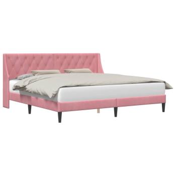 Bettrahmen mit Kopfteil Rosa 200 x 200 cm Samt