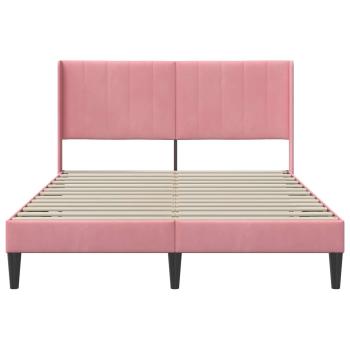Bettrahmen mit Kopfteil Rosa 140 x 190 cm Samt
