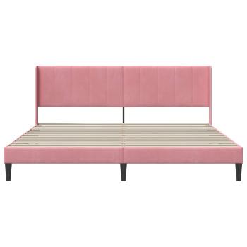 Bettrahmen mit Kopfteil Rosa 200 x 200 cm Samt