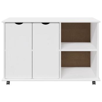 Rollschrank Mit Rad Weiß 100 x 39 x 65,5 cm Massivholz Kiefer