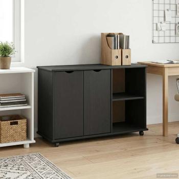 Rollschrank Schwarz 100 x 39 x 65,5 cm Massivholz Kiefer